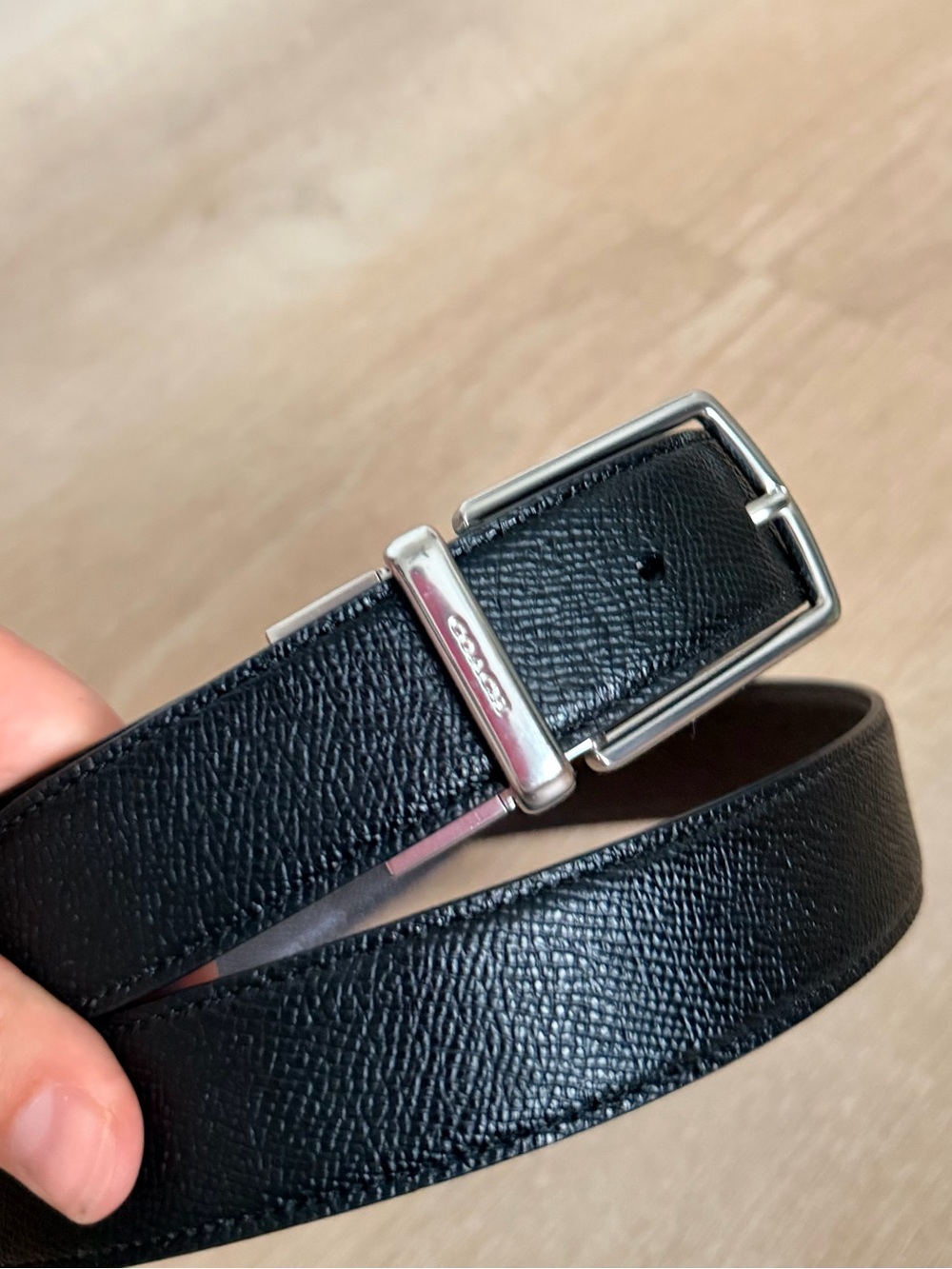 $198 Coach Reversible Signature Leather Belt F59116 Harness Buckle Cut-To-Size - Picture 9 of 10